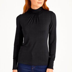 Ann Taylor Black Mock Neck Long Sleeve Top – Size L